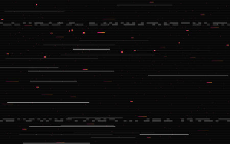 Glitch gradient shapes. Horizontal static lines on dark background. Geometric video distortion. Damaged signal template. Broken playback effect. Vector illustrationのイラスト素材