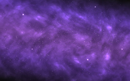 Galaxy background. Purple cosmos clouds with light effect. Beautiful nebula with starlight. Deep universe texture for  or banner. Outer space wallpaper. Vector illustration.のイラスト素材