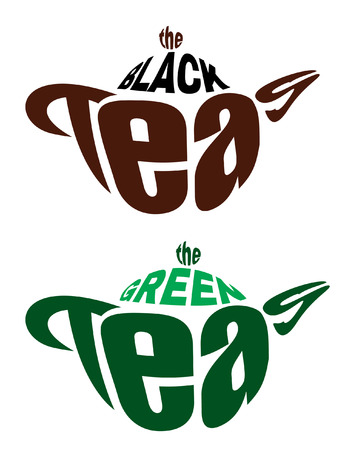 set vector logos from two teapots from letters for green and black teaのイラスト素材
