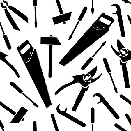 seamless pattern of a vector icons of tools for working around the house and in the gardenのイラスト素材
