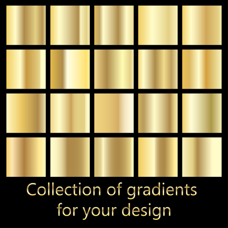Collection of golden gradient backgrounds. Set of metallic textures. Set of colors for design,collection of high quality gradients.Metallic texture,shiny background.のイラスト素材