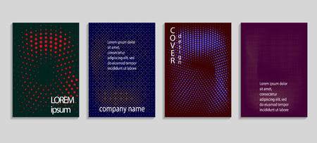 Minimalistic abstract vector halftone covers design. Future geometric template. Vector templates for placards, banners, flyers, presentations and reportsのイラスト素材