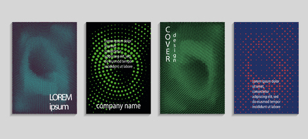 Minimalistic abstract vector halftone covers design. Future geometric template. Vector templates for placards, banners, flyers, presentations and reportsの写真素材