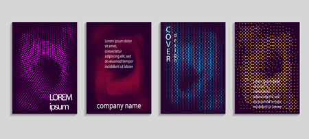 Minimalistic abstract vector halftone covers design. Future geometric template. Vector templates for placards, banners, flyers, presentations and reportsの写真素材
