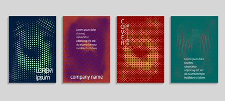 Minimalistic abstract vector halftone covers design. Future geometric template. Vector templates for placards, banners, flyers, presentations and reportsの写真素材