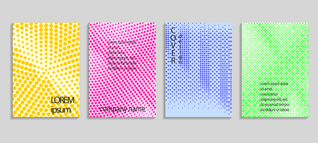Minimalistic abstract vector halftone covers design. Future geometric template. Vector templates for placards, banners, flyers, presentations and reportsの写真素材