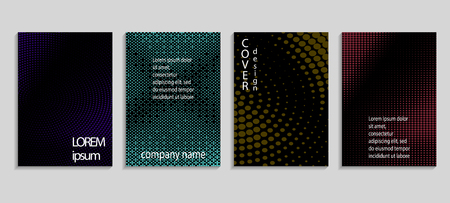Minimalistic abstract vector halftone covers design. Future geometric template. Vector templates for placards, banners, flyers, presentations and reportsの写真素材
