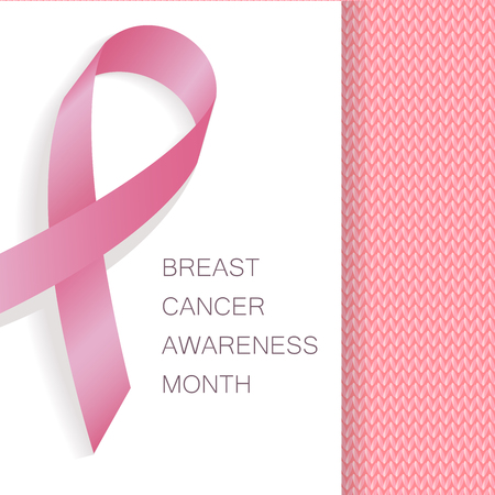 Vector Illustration of a Realistic Pink Breast Cancer Awareness Ribbon. Breast Cancer awareness Vector background for banner, poster, flyerのイラスト素材