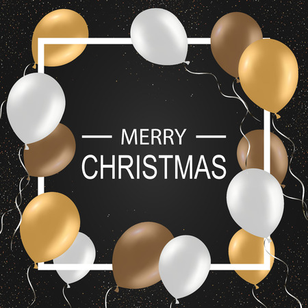 Christmas background with balloons. Greeting card, invitation with happy New year 2018. Vector Illustrationのイラスト素材