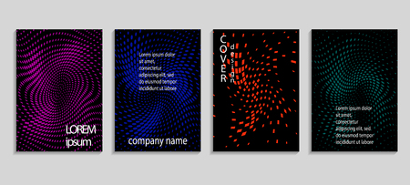 Minimalistic abstract vector halftone covers design. Future geometric template. Vector templates for placards, banners, flyers, presentations and reportsのイラスト素材
