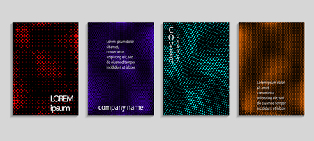 Minimalistic abstract vector halftone cover design template. Future geometric gradient background. Vector templates for placards, banners, flyers, presentations and reportsのイラスト素材