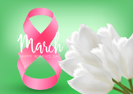 Happy Women's Day greeting card. Creative Template, Banner or Flyer design with stylish text 8 Marchのイラスト素材