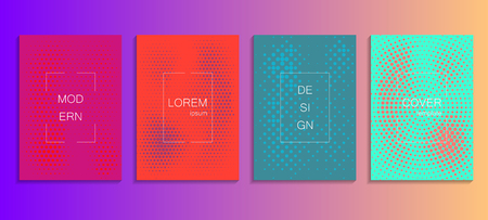 Minimal abstract vector halftone covers design. Future geometric template. Vector templates for placards, banners, flyers, presentations and reportsのイラスト素材