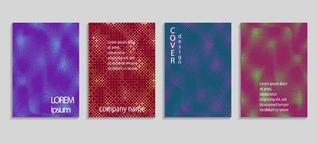 Minimalistic abstract vector halftone cover design template. Future geometric gradient background. Vector templates for placards, banners, flyers, presentations and reportsのイラスト素材