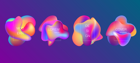 Set of liquid fluid abstract elements. Gradient vector shapesのイラスト素材