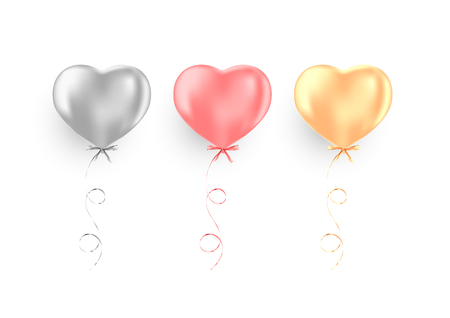 Set of heart shape balloons isolated on white background.のイラスト素材