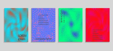 Minimalistic abstract vector halftone covers design. Future geometric template. Vector templates for placards, banners, flyers, presentations and reportsのイラスト素材