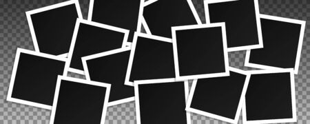 Set of square vector photo frames. Collage of realistic frames isolated on transparent background. Template design.のイラスト素材