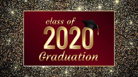 Class of 2020 graduation text design for cards, invitations or bannerのイラスト素材