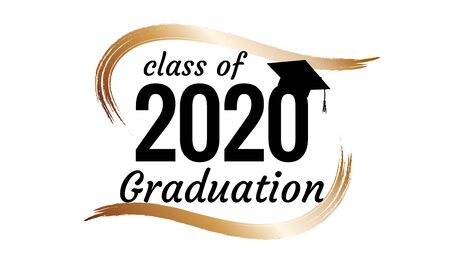 Class of 2020 graduation text design for cards, invitations or bannerのイラスト素材