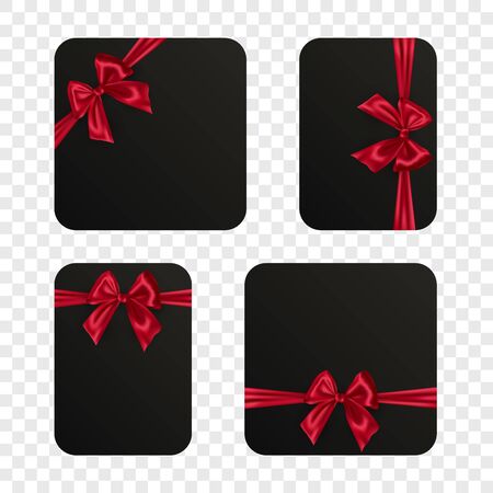 Set of black gift cards with red ribbonのイラスト素材