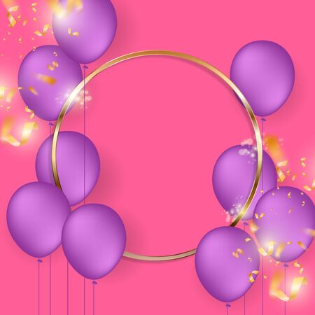 Birthday festive background with helium balloons.のイラスト素材