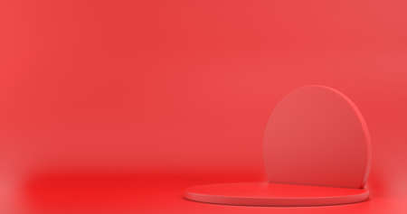 Minimalistic showcase with empty space. Empty podium for display product. 3D rendering.の写真素材