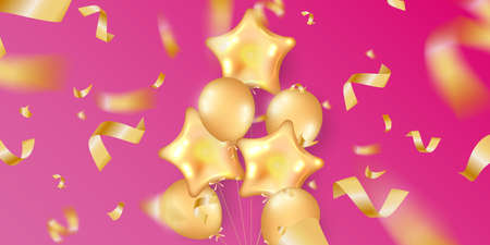 Birthday festive background with helium balloons.のイラスト素材