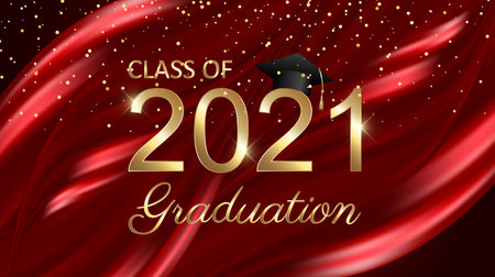 Class of 2021 graduation text design for cards, invitations or bannerのイラスト素材