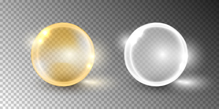 Oil bubble, vitamin capsule isolated on transparent background.のイラスト素材