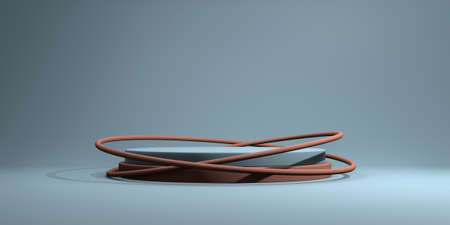 Minimalistic showcase with empty space. Empty podium for display product. 3D rendering.