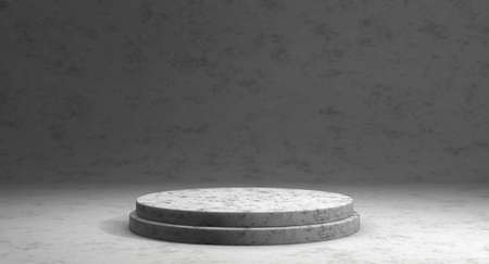 Minimalistic showcase with empty space. Empty marble podium for display product. 3D rendering.の写真素材