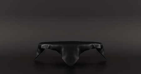 Empty podium curtain background. Pedestal mockup design. 3d renderの写真素材