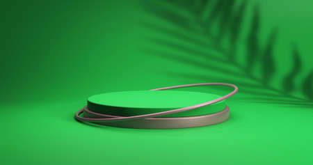 Minimalistic showcase with empty space. Empty podium for display product. 3D rendering.の写真素材