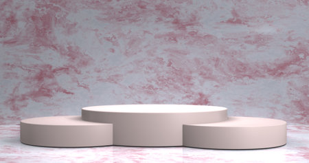Minimalistic showcase with empty space. Empty podium for display product. 3D rendering.の写真素材
