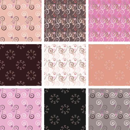 Set of seamless vintage patterns with romantic curls. Ideal for printing, textilesのイラスト素材