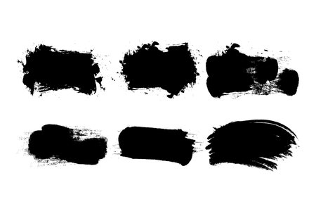 Set of black grunge brush strokes.のイラスト素材