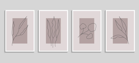 Botanical poster vector set. Plant design for printのイラスト素材