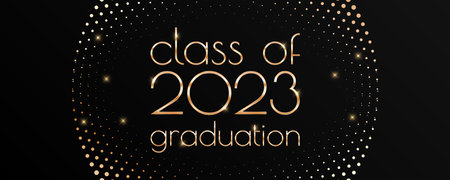 Class of 2023 graduation text design for cards, invitations or banner