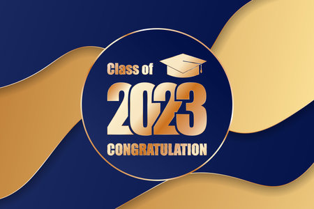 Class of 2023 graduation text design for cards, invitations or bannerのイラスト素材