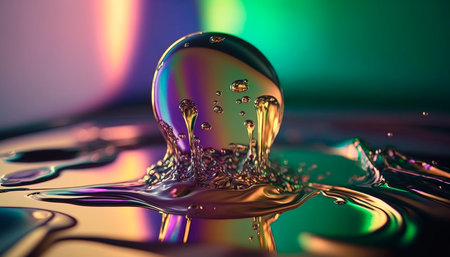 Abstract background, holographic fluid foil, metallic texture. Generative AIの素材