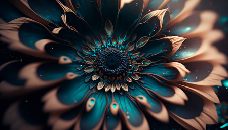Abstract fluid ink flower. Generative AI.の素材
