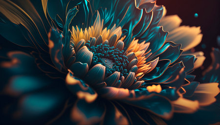 Abstract fluid ink flower. Generative AI.の素材