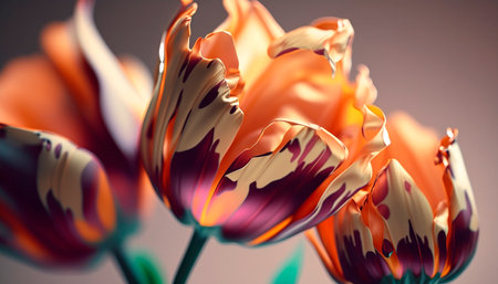 Abstract fluid ink flower. Generative AI.の素材