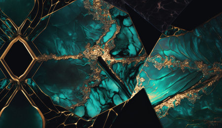 Golden Malachite Marble Texture. Generative AIの素材
