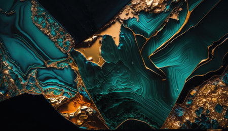 Golden Malachite Marble Texture. Generative AIの素材