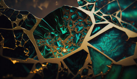 Golden Malachite Marble Texture. Generative AIの素材
