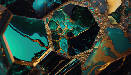 Golden Malachite Marble Texture. Generative AIの素材