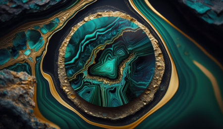 Golden Malachite Marble Texture. Generative AIの素材