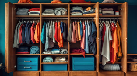 Organized Chaos: Inside a Modern Closet. Generative AIの素材